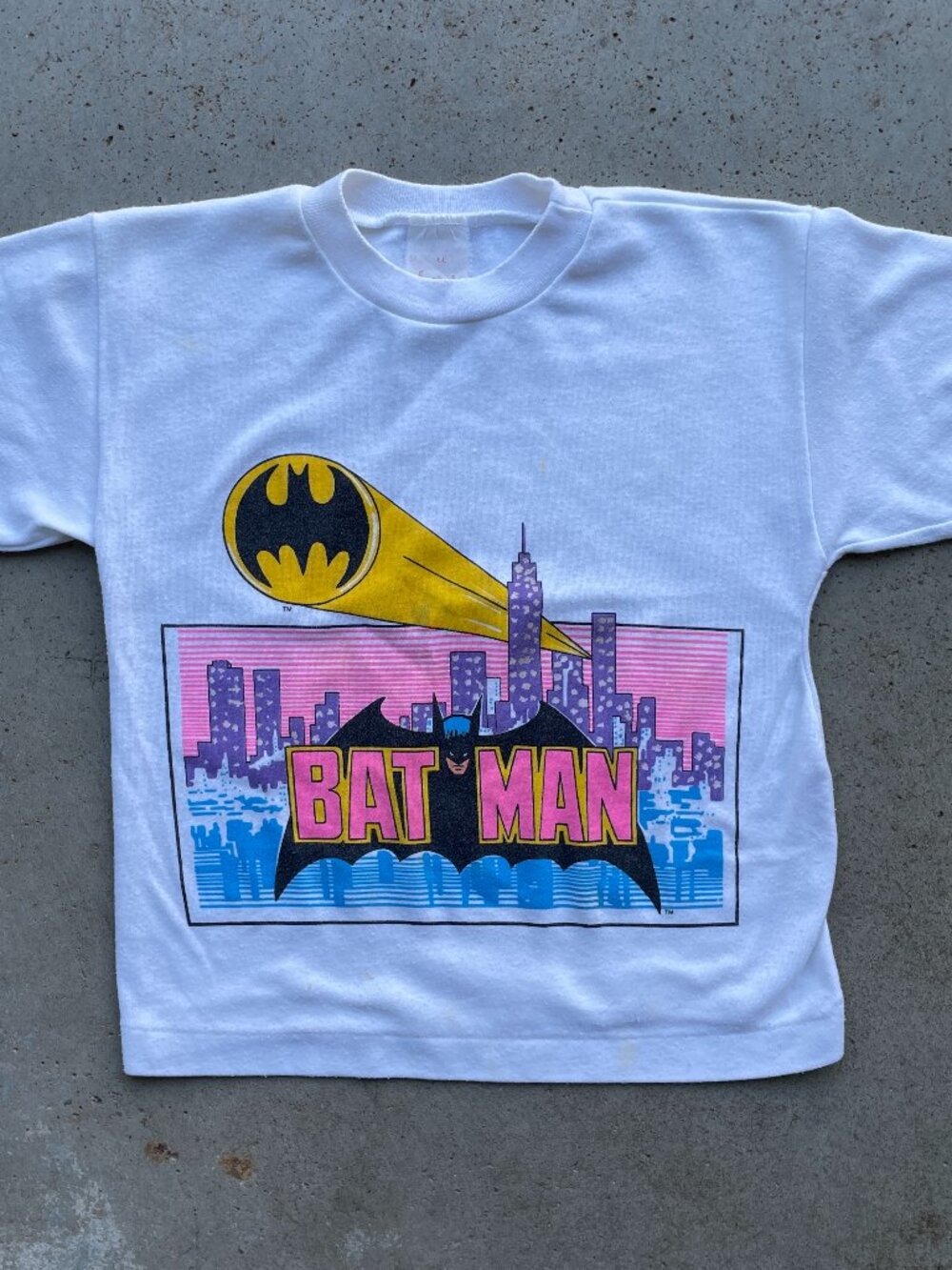 1980's Batman DC Comics Toddler T-Shirt Size 2T Bat Symbol Made USA Vintage